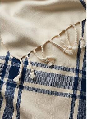 Ralph Lauren 886087418699 New Tanner Blue And Cream Plaid Throw Blanket 54 Inch X 72 330 Mspr