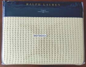 Ralph Lauren 886087428926 Home Almaden 100% Cotton Knit Throw Blanket Beige New Camile
