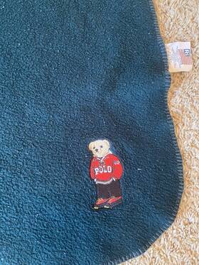 Ralph Lauren Rn-10672 Polo Bear Blue Polyester Fleece Throw Blanket 50 X 68