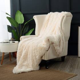 Reafort 757255212183 Luxury Long Hair Shaggy Pv Fur Faux Oversized Throw Blanket 60 Inch X70 Thro