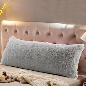 Lhp-2154-gr Reafort Luxury Long Hair Pv Fur Faux Body Pillow Cover/case 21 Inch X54 With Zipper