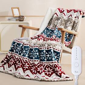 Hb-17-5060-red Reaks Heated Throw Blanket Electric 50 X 60 Heating With 5 Fast Heat Le