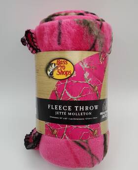 Realtree 819676011872 Bass Pro Shops Fleece Throw 50 X 60in Hot Pink Camouflage New