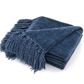 Recyco Throw Blanket Soft Cozy Chenille With Fringe Tassel For