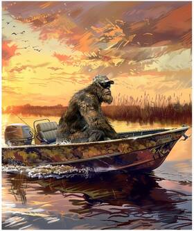 Regal Comfort 842131182114 Big Fishin Sasquatch Queen Size Plush Throw Blanket Bigfoot Fishing Artwork