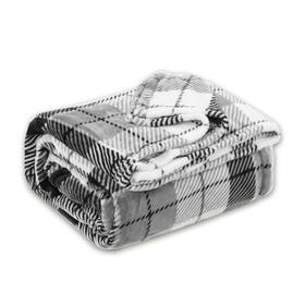 Regal Estate 198544255205 12bottle Velvet Plush Twin Size Blanket Super Soft Lightweight Gray Plaid