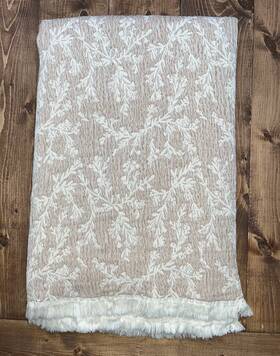 1838092 Rejuvenation Hadley Jacquard Organic Cotton Throw Nwot Copper And Ivory