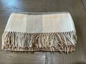 5372167 Rejuvenation Plaid Lambs Wool Throw Ivory Mink 56x72 Inch