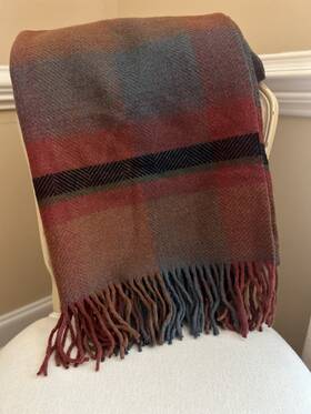 7637542 Rejuvenation Plaid Wool Throw 56 Inch X72 Rosewood And Dark Slate Nwot Read