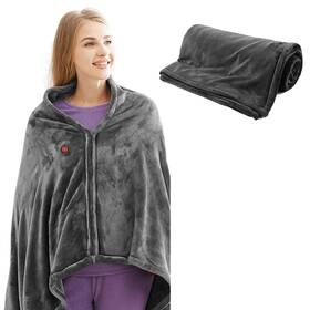 Renxr 722050398721 Usb Heated Shawl Wearable Electric Blanket With Zipper Multifunctional Porta