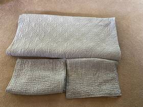 1021-1476 Restoration Hardware Quilt Stone Washed Belgian Linen Sz Full/queen Shams