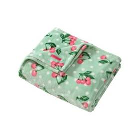 Ushshf1325640 Revman International Blanket Buttery-soft Throw For Couch Or Bed Cherry Dots Green