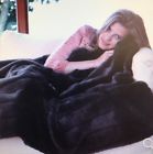 E0104 Ribbed 70 Berkshire Throw Fur Faux Blanket 50 Mink " Black