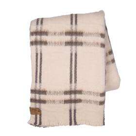 Ritzy 627987103694 Juniper Heavyweight Unbleached Wool Blanket Natural Cream And Brown Plaid 60 X 8