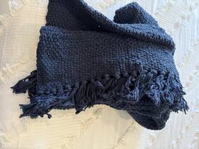 Rizzy Home 844353986440 Navy Throw Blanket Open Weave With Fringes 50 X 60 - Gift Cozy New