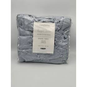 Th0913 Rizzy Home Woven Cotton Accent Throw Lite Blue 50x60 Boho Tufted Blanket