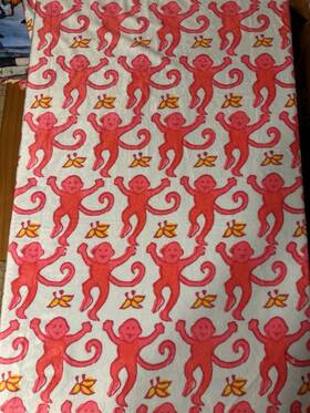 Roller Rabbit 889563039456 Pink Monkey Fleece Blanket 50 Inch X 40