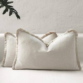 Tpcb02-12 Romandeco Boho Decorative Lumbar Pillow Covers With Fringe For Couch Living Room Bed