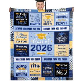 B0801658 Romart Graduation Blanket Gifts For Him Soft Cozy Blue Class Of 2026 Throw
