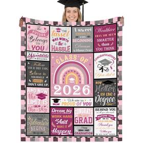B0801660 Romart Graduation Gifts Blanket For Her Soft Cozy Pink Class Of 2026 Throw