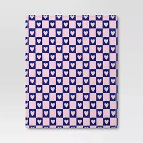 Room Essentials 196761455699 Recycled Poly Printed Heart Check Plush Throw Pink/blue -