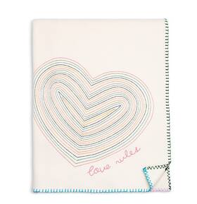 Qh24-5026s Rosenthal Aqua X Kerri Love Rules Embroidered Throw Blanket