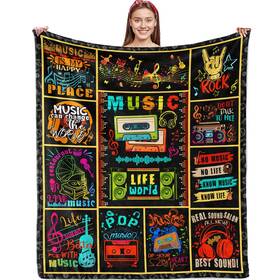 Music-s-hiu542d Rothtasi Music Blanket Gifts For Women Girls Soft Flannel Throw Musics Lovers