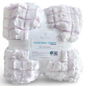 418238 Royal Luxe New Reversible Faux Micro-mink Sherpa Throw Blanket 50 Inch X 60 Violet