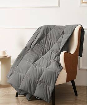 T4103999 Royal Luxe 420501 Packable Down Throw With Storage Bag 60 Inch X 70 - Gray