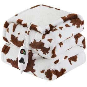 Rujipo 732262977805 Heated Electric Blanket Throw 50 X 60 In Brown 10 Heat Levels Auto Off