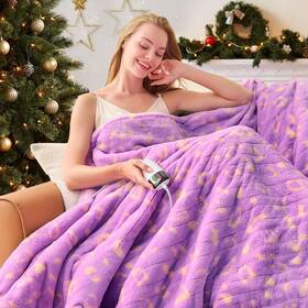 Rujipo 759242536135 Leopard Print Heated Electric Blanket Twin 62x84 Purple Heating With