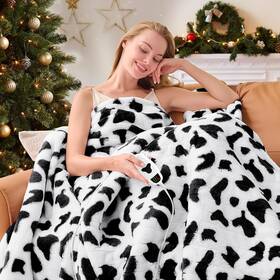 Rujipo 759242536425 Black Heated Electric Blanket Throw 50x60 Cow Print Heating With 10 H