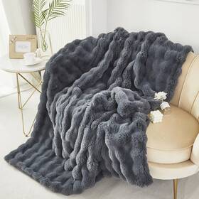 Rna006 Rynghipy Faux Fur Throw Blanket Double Side Thick And Warm Plush Fluffy Rabbit