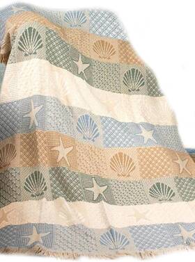 S And Weavers 711181686388 Manual Cotton Throw Blankets Seashells By The Seashore 2 Layer Blanket 46