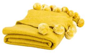 Safavieh 195058026888 Home Collection Shae Mustard 50 X 70-inch Pom Decorative Throw Blanket