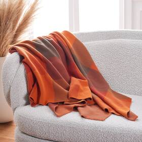 Safavieh 195058389563 Home Collection Harvest Plaid 50 X 60-inch Orange Cotton Sofa Chaise Lounge C
