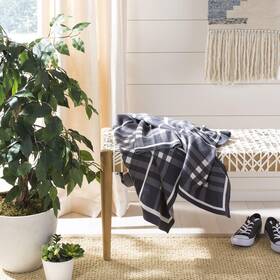 Safavieh 889048400283 Unity Gingham Knit Throw Blanket Dark Grey/medium Grey/ivory