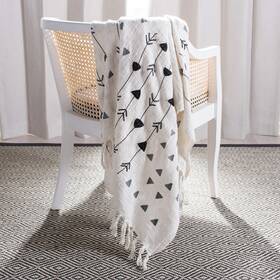 Safavieh 889048535114 Penton Fringe Throw Blanket Grey/white