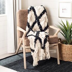 Safavieh Lila Grace Geometric Pattern Fluffy Tufted Pure Black Beige 50inch With X 60inch