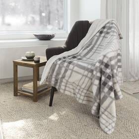 65433.ecz.06 Safdie & Co. Reversible Faux Fur Throw Blanket For Couch. Fleece Bed. Plush Bl