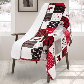 65559.ecz.04 Safdie & Co. Printed Sherpa Premium Throw Blanket For Couch. Fleece Bed. Plush