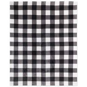 65903.z.06 Safdie & Co. Flannel Printed Ribbed 48x60 White Plaid Ultra Soft Throw Black -
