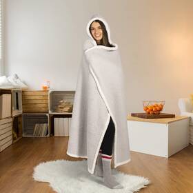 Safdie & Co. 688466113382 Premium Wearable Hooded Sherpa Blanket For Adult Women And Men 65 Inch X 48 - Su