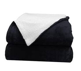 Sam Salem And Son 748279187304 Reversible Flannel Sherpa Throw Blanket - Elegant 50 Inch X 60 Navy
