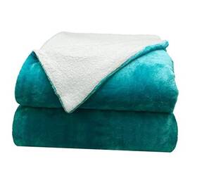 Sam Salem And Son 748279187458 Reversible Flannel Sherpa Blanket - Elegant Twin/twin Xl 66 Inch X 90 Teal