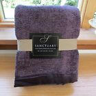 Sanctuary Luxury Woven Throw With Velvet Trim Blanket Purple Plum Eggplant 797786002747