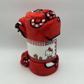 Sanrio 032281112837 Hello Kitty Christmas Candy Cane 45x55 Red Travel Throw Blanket Nwt