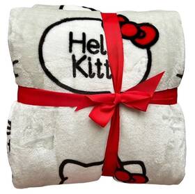 Sanrio 032281153656 Hello Kitty Blanket 90x 90 Queen/full Plush Throw Speech Bubble