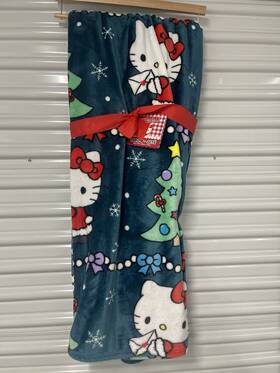 Sanrio 032281775513 Hello Kitty Christmas Blanket 60x70 Throw Blue Teal