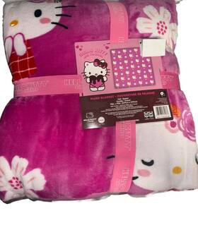 Sanrio 032281784867 Hello Kitty Valentines Day Hot Pink Flowers Flapper Blanket Full/queen New Rare